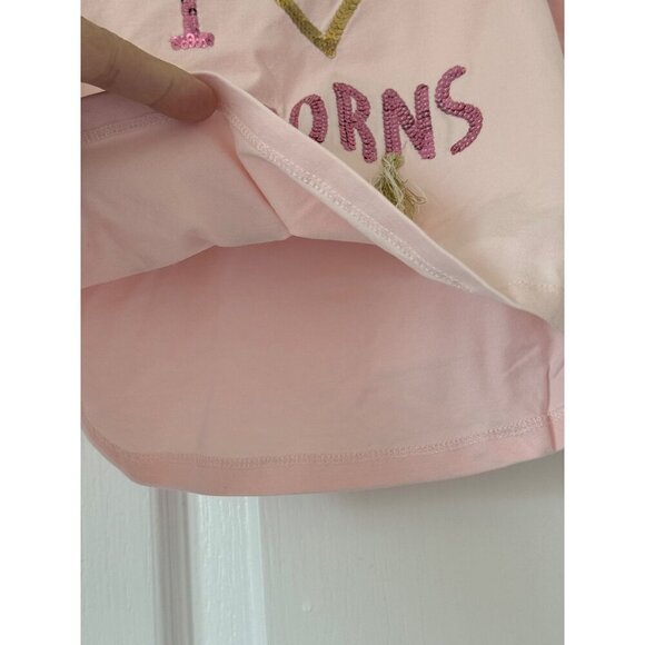 Mud Pie Small (12-18M) "I Love Unicorns" Long Sleeve Tee Pink Cotton/Spandex Ruf - Picture 7 of 11